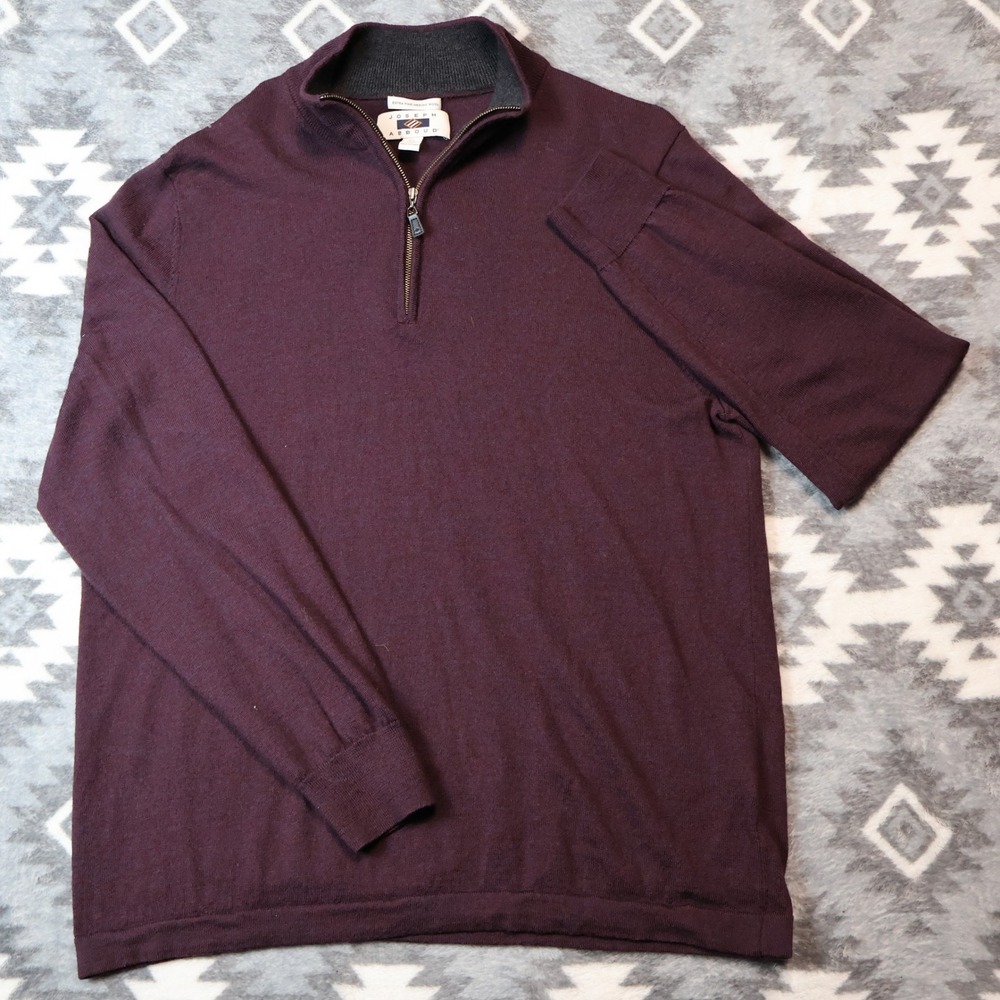 Joseph Abboud Extra Fine Merino Wool Quarter Zip Sweater Burgundy XL